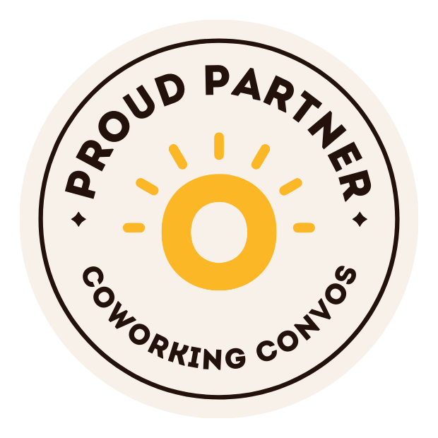 Badge reading Proud Partner of Coworking Convos
